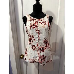 White House Black Market White Floral Tank Top in XS